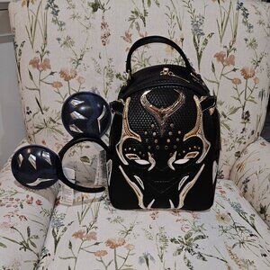 Exclusive Black Panther Wakanda Forever Loungefly Backpack and Ear Headband